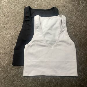 Athleta Black & White V-neck tanks